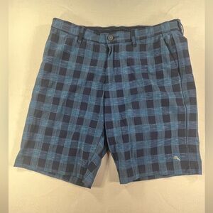 Tommy Bahama Blue Plaid Flat Front Golf/Resort Casual Classic Shorts